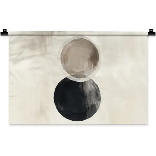 Cirkels - Vorm - Beige - Abstract Wandkleed katoen klein -zz3d