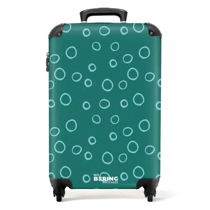 Lichtblauwe cirkels op donkergroene achtergrond NBS - Handbagage koffer - Kinderen Unisex middel -productfoto_recht