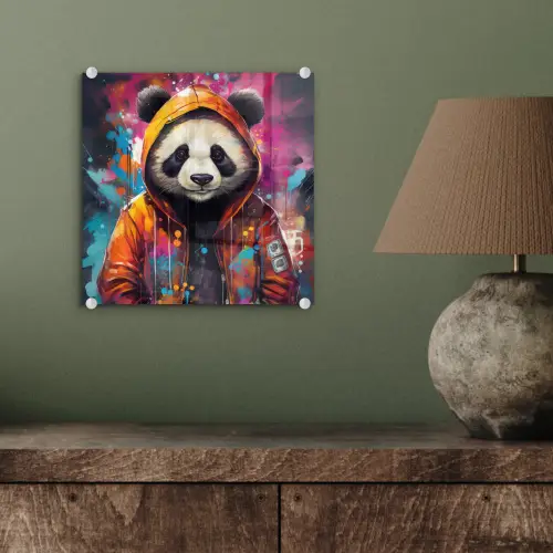 Panda - Jas - Graffiti - Oranje plexiglas 5mm klein -sfeer3