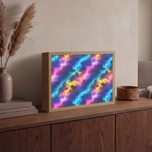 Storm - Bliksem - Regenboog Light Box met batterij (Wandlamp) middel 907 -sfeer2