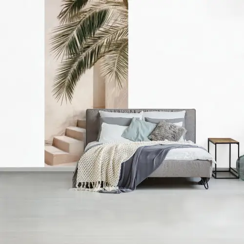 Palmboom - Schaduw - Trap - Beige fotobehang vinyl groot -slaapkamer