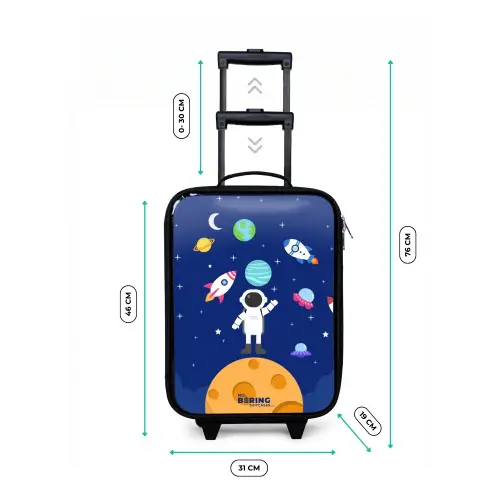 Astronaut op een planeet Kinderkoffer - Zwart klein -productfoto_formaten