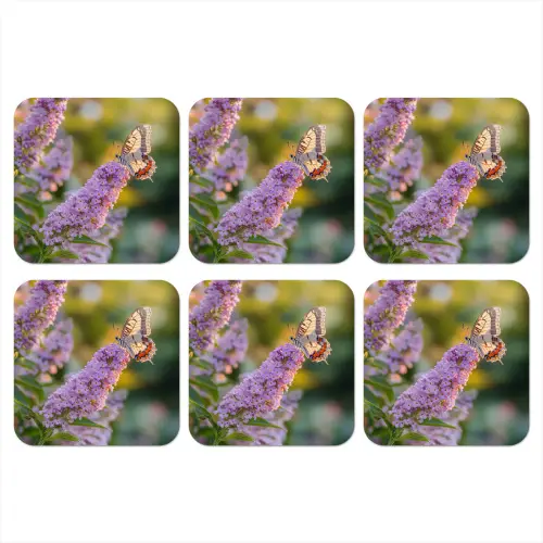 Sierlijke - Vlinder - Paarse - Bloemen onderzetter kurk middel -3d