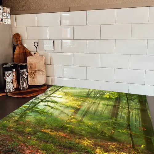 Zon - Bos - Bomen - Natuur - Herfst Inductie beschermer vinyl 3mm middel -sfeer3