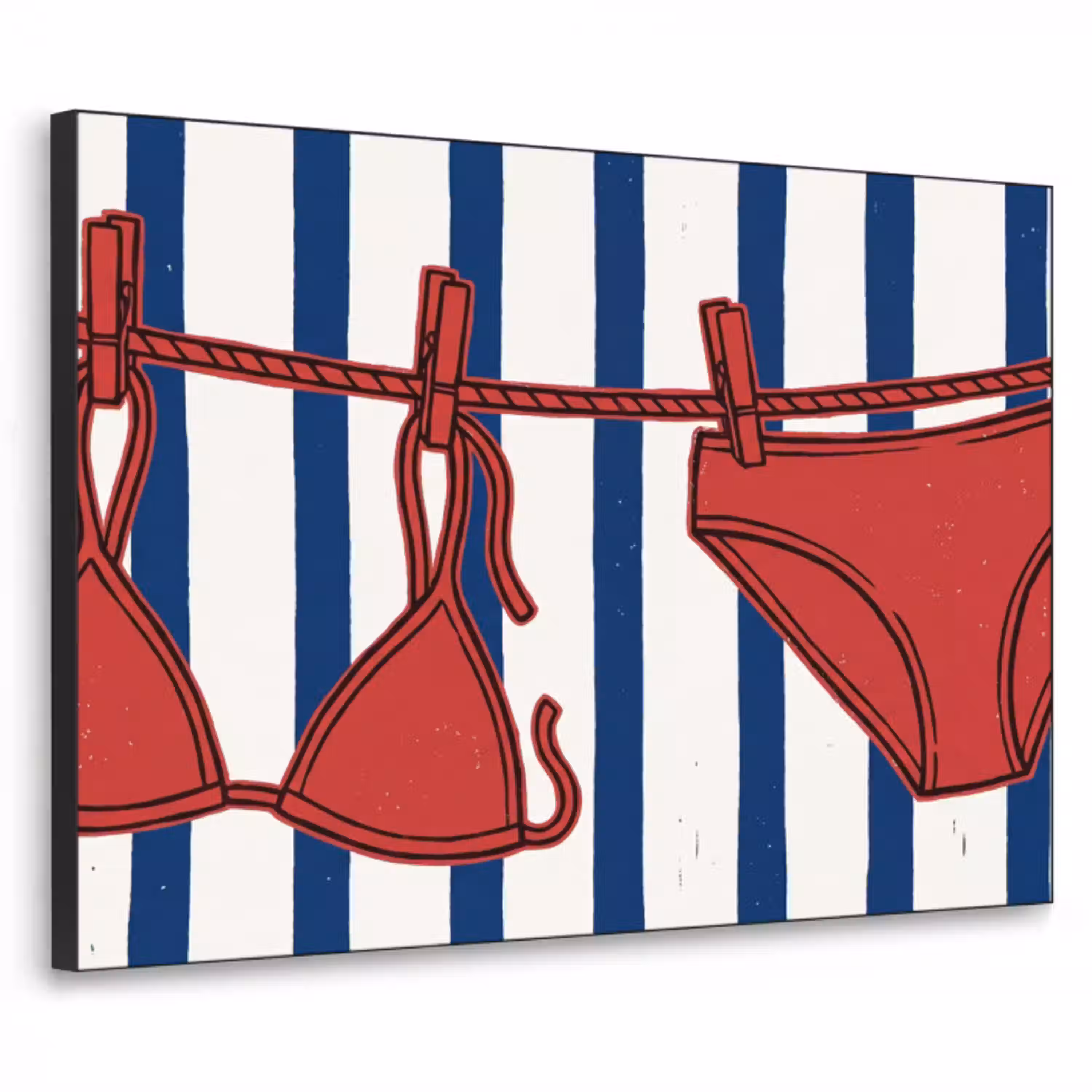 Badkleding - Waslijn - Zomer - Illustratie - Rood Textielframe zwart klein -3d