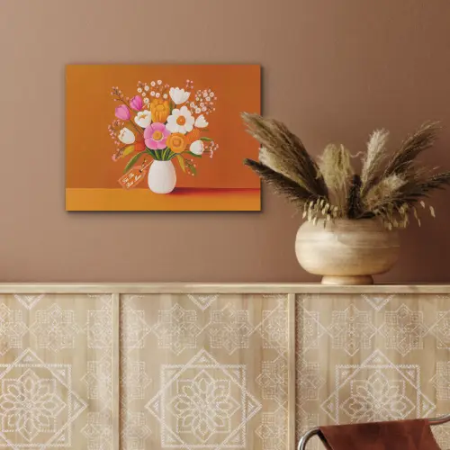 Vaas - Bloemen - Oranje PET vilt klein -sfeer4
