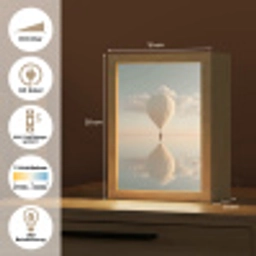 Luchtballon - Wolken - Water - Blauw Light Box met kabel (Tafellamp) klein -USP_DE