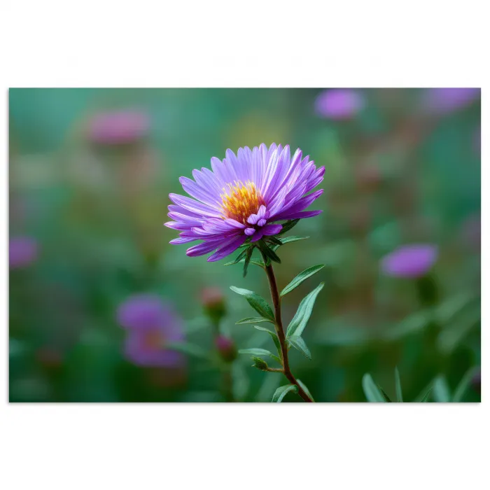 Aster - Paars - Bloem - Blaadjes poster papier klein -3d