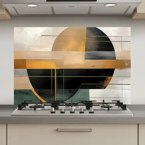 Abstract - Goud - Brons - Groen - Vormen - Modern keuken achterwand spatscherm klein -3d_website