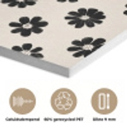 Grafisch - Madeliefjes - Zwart - Beige PET vilt klein 837 -closeup_NL