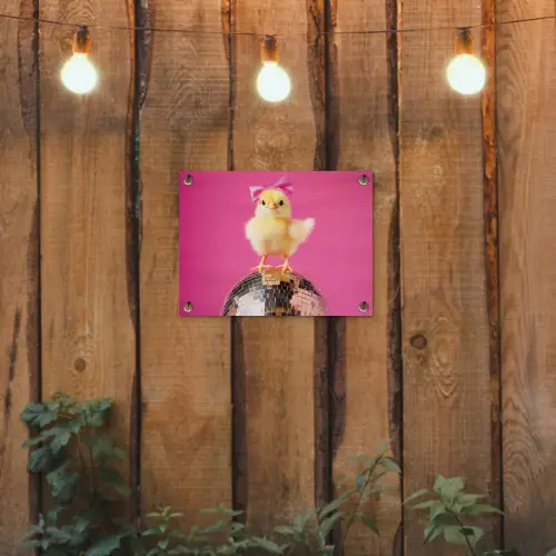 Discobal - Kuiken - Strik tuinposter los doek klein -sfeer1