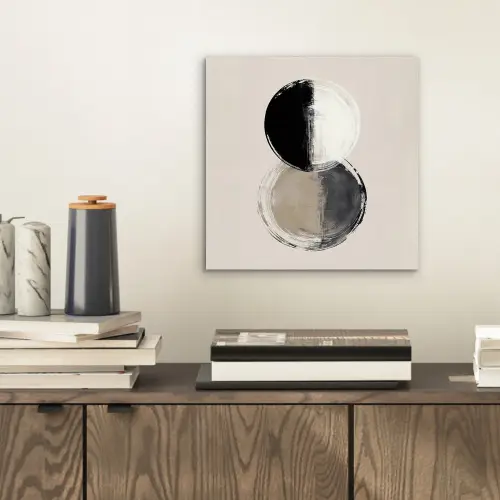 Cirkels - Strepen - Minimalistisch - Zwart aluminium wit klein -sfeer1