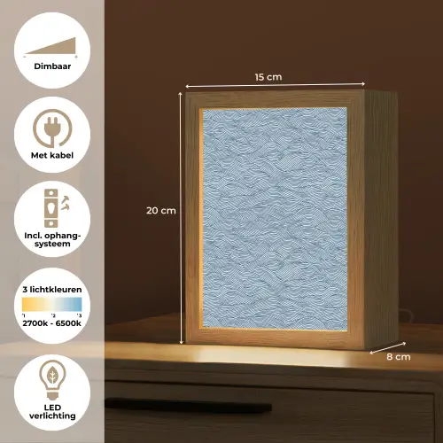 Golven - Ritmisch - Blauw Light Box met kabel (Tafellamp) klein 925 -USP_NL