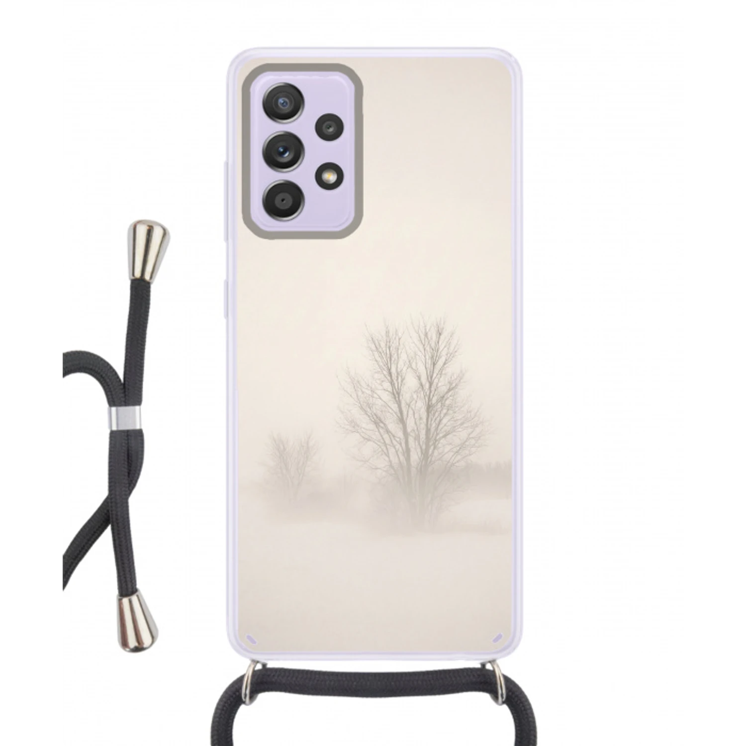 Boom - Mist - Sneeuw - Winter - Minimalistisch Hoesje Samsung Galaxy A52 5G met koord klein -3d