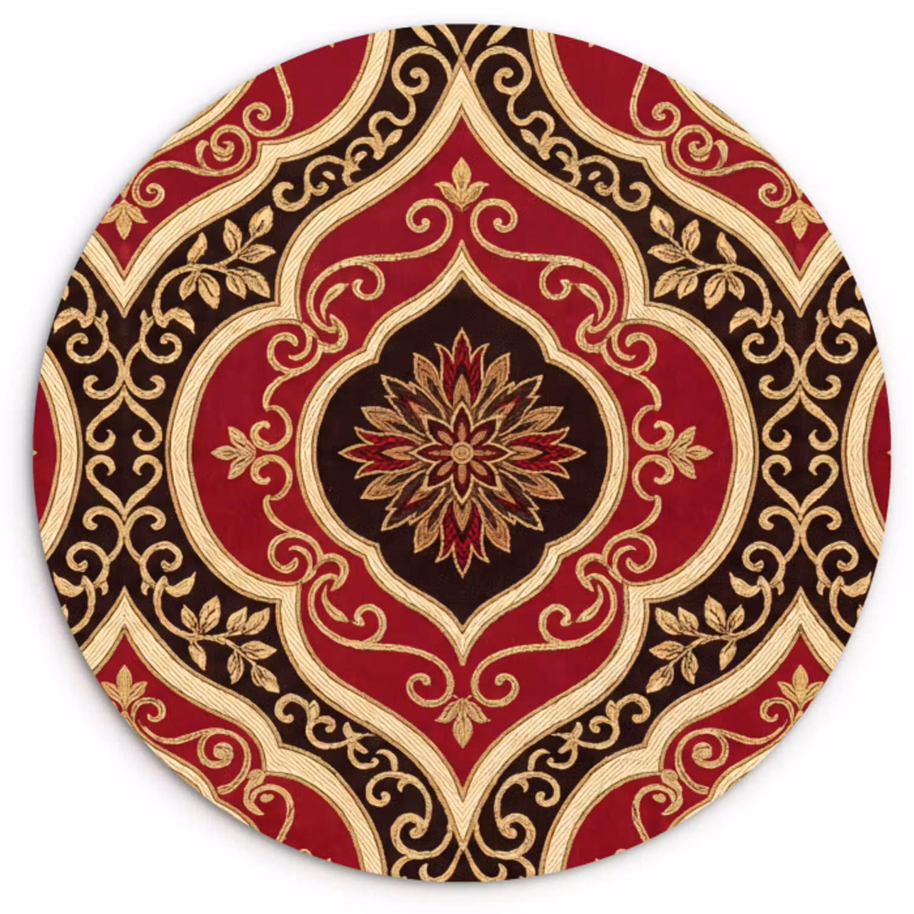 Patroon - Ornament - Barok - Rood - Goud Wandcirkel plexiglas klein -3d