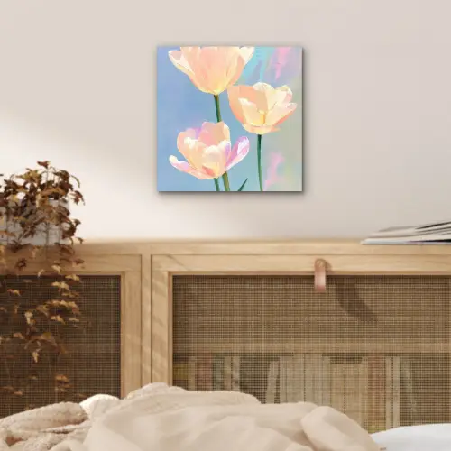 Tulpen - Roze accenten - Blauw aluminium wit klein -sfeer3
