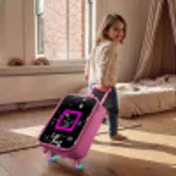 Felroze vierkant met verlichte achtergrond Kinderkoffer - Roze klein -sfeer1