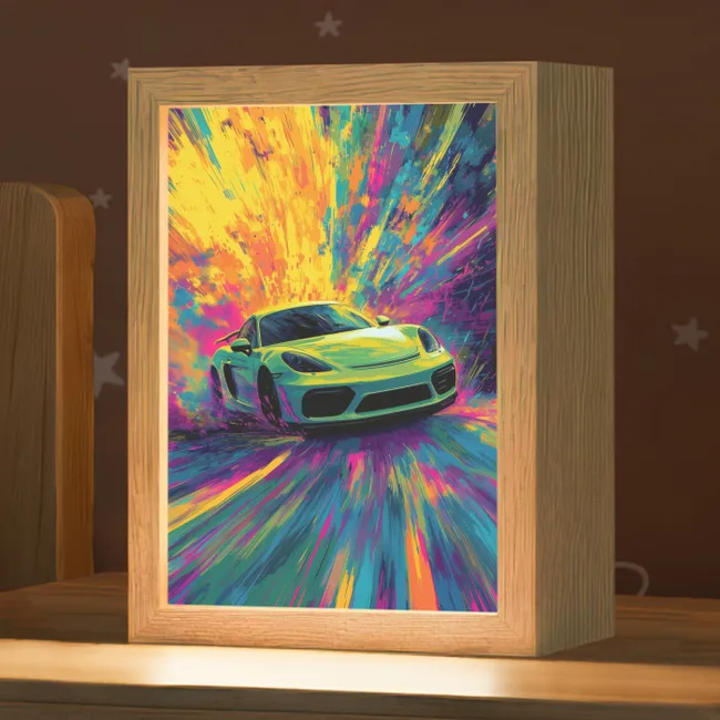 Sportauto - Groen - Verfstrepen - Kleuren Light Box met kabel klein -zzz_3d_website