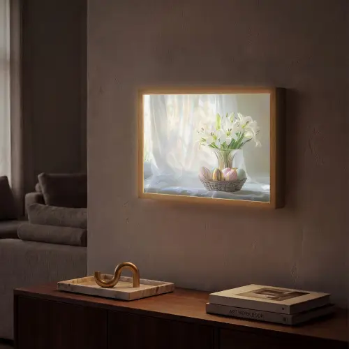 Vaas - Eieren - Bloemen Light Box met batterij (Wandlamp) middel -sfeer1