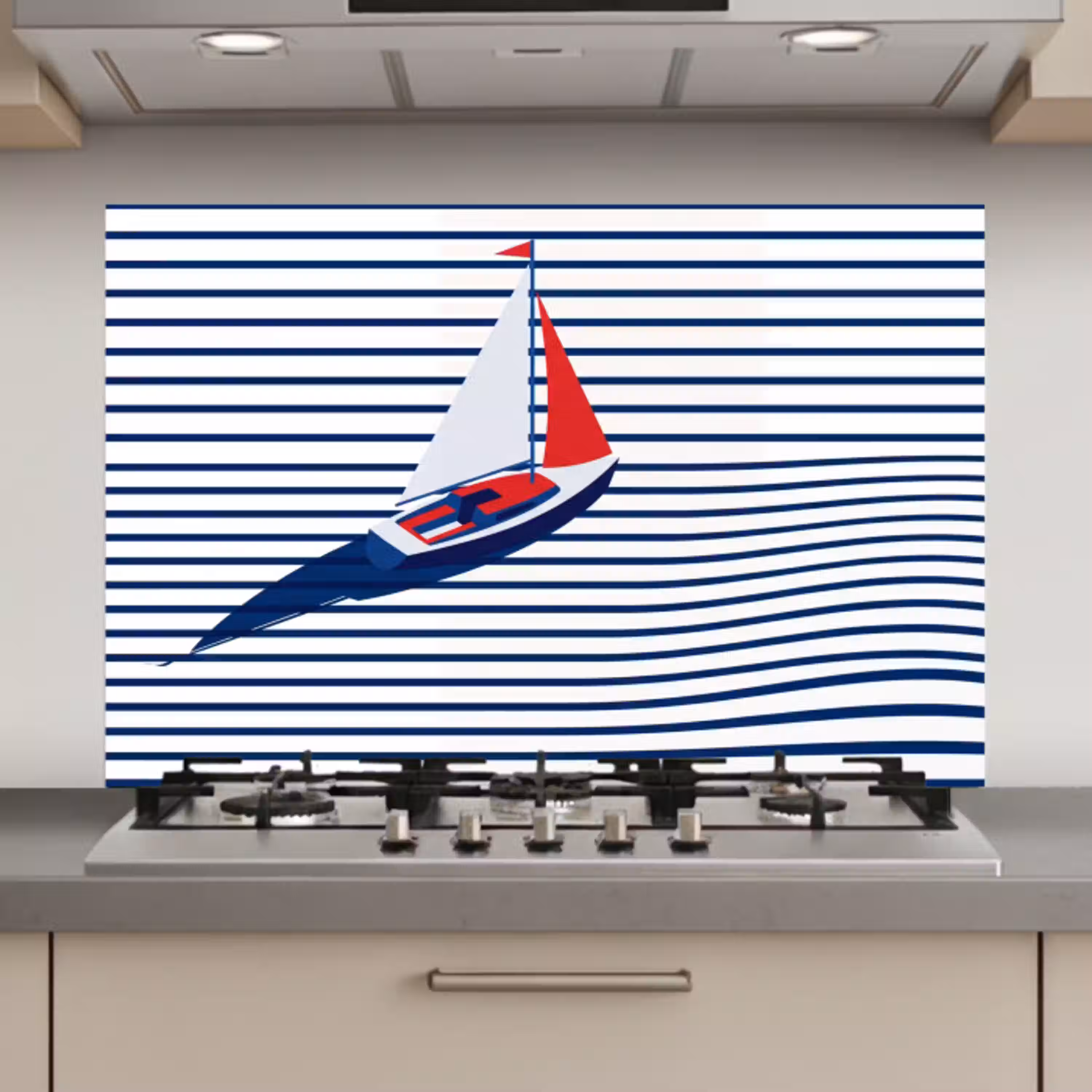 Boot - Water - Abstract - Blauw keuken achterwand spatscherm klein -3d_website