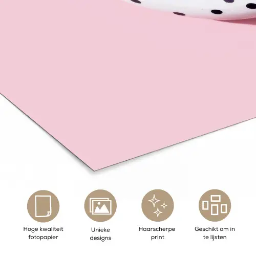 Banaan - Stippen - roze poster papier klein -closeup_NL