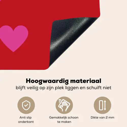 Minimalistisch - Rood - Roze - Hartjes Inductie beschemer met haakjes klein -ky-onderkant-nl