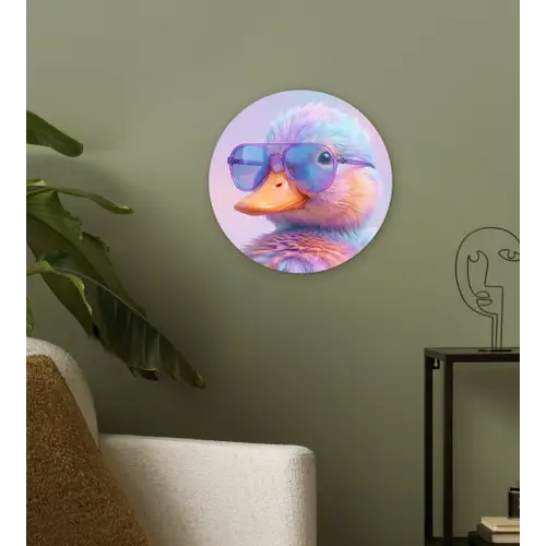 Eend - bril - Pastel Wandcirkel kunststof plaat 5mm dik klein -sfeer3