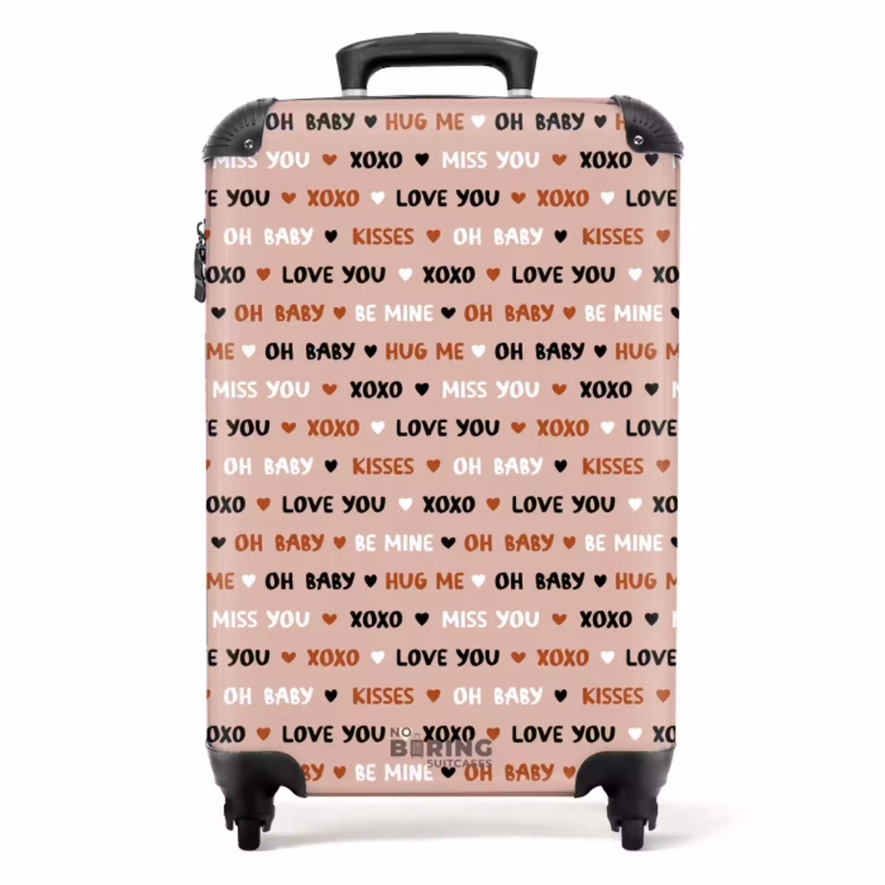 Liefdeswoorden op lichtroze NBS - Handbagage koffer - Volwassenen Unisex middel -productfoto_recht