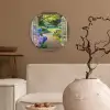 Doorkijk - Tuin - Raam - Hortensia - Bloemen Wandcirkel plexiglas klein -sfeer1