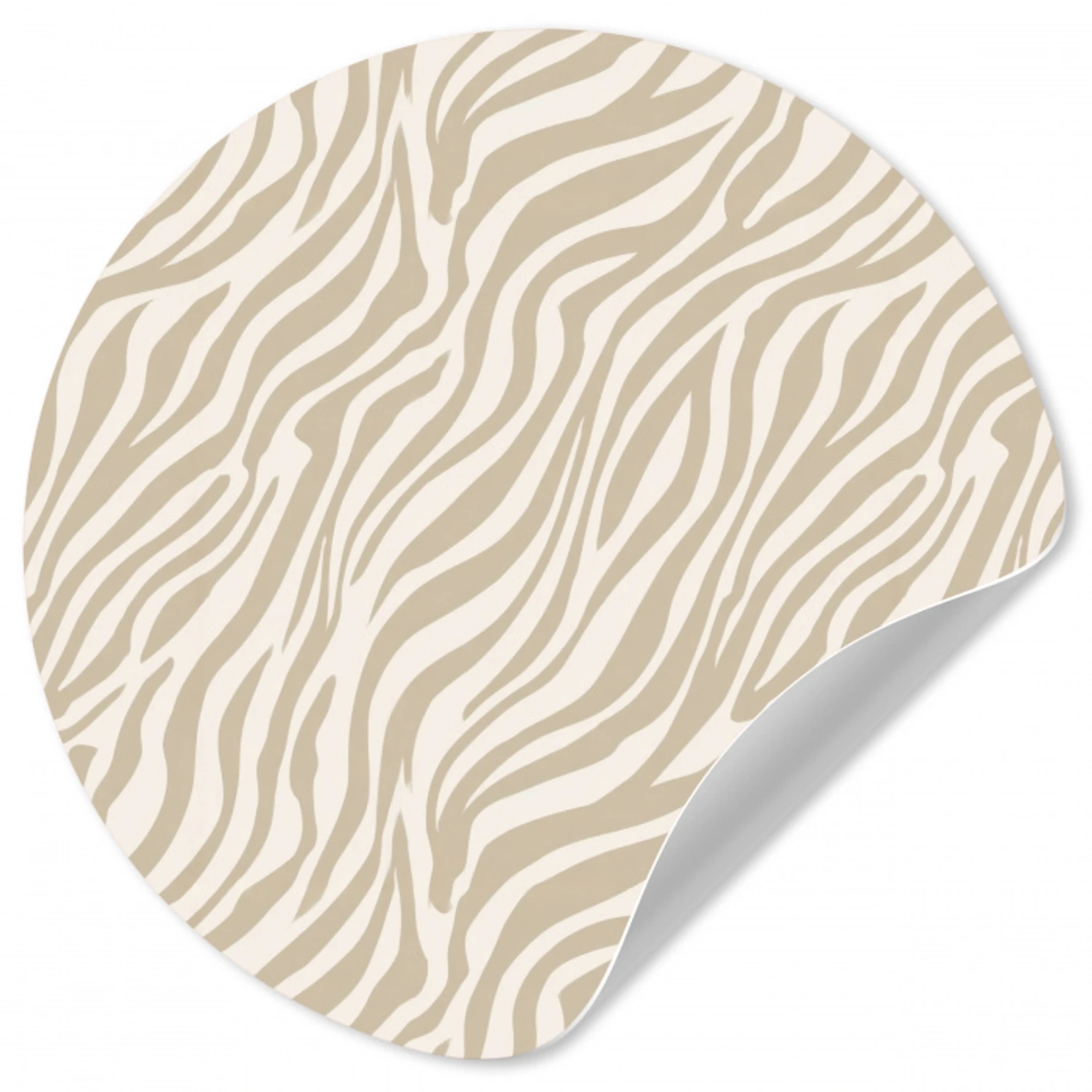 Zebra - Patroon - Beige Wandcirkel behangsticker klein 186 -3d