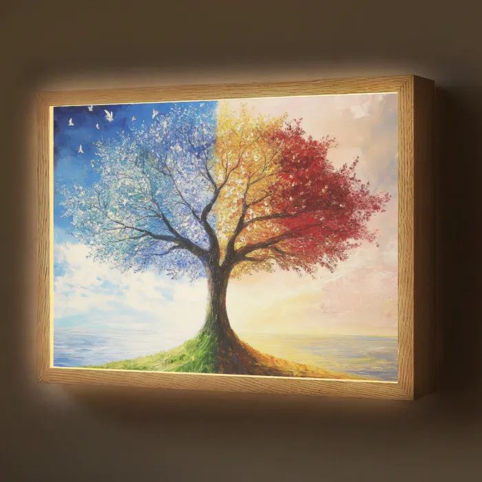 Boom - Kunst - Seizoenen - Herfst Light Box met batterij (Wandlamp) middel -z3d_website