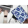 Floraal - Modern - Blauw laptophoes neopreen klein 279 -bureau