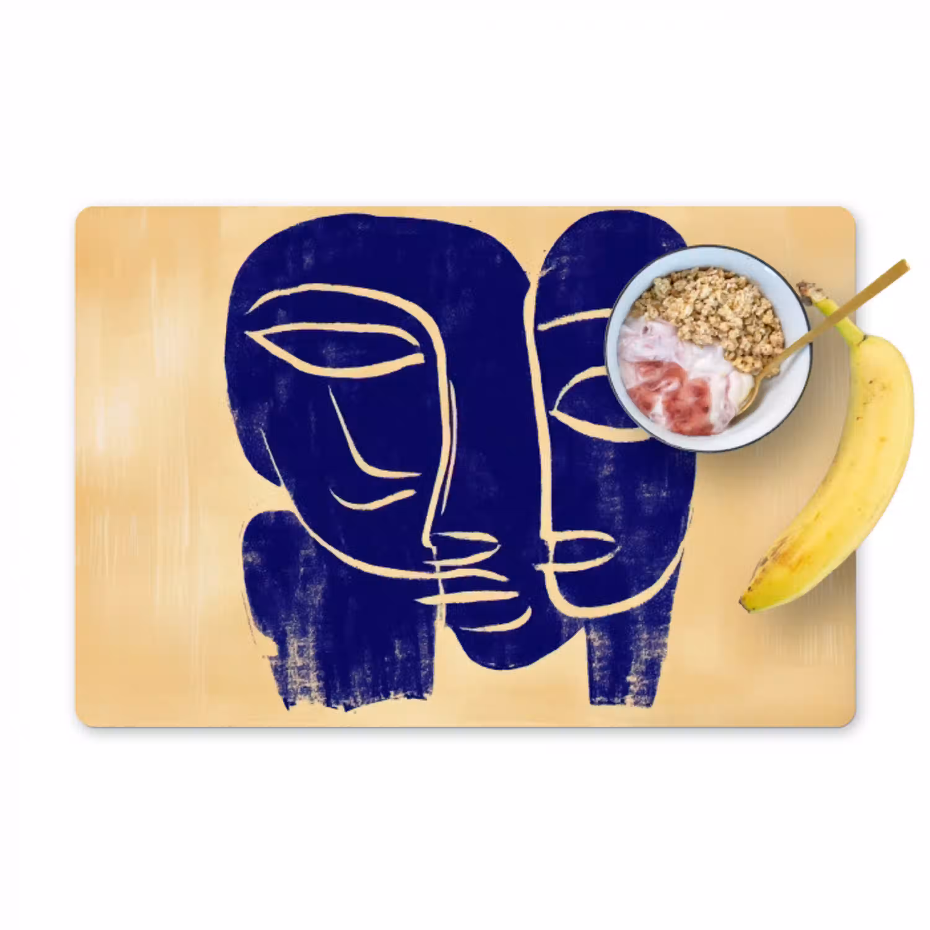 Okergeel - Blauw - Eenvoudige lijnen Placemat vinyl groot -zzzproduct_Kitchenyeah-website