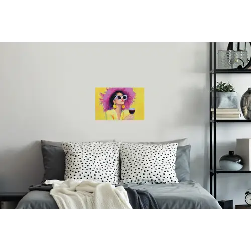 Vrouw - Hoed - Paars - Wijn Muursticker klein -slaapkamer
