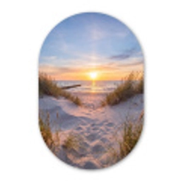 Strand - Zonsondergang - Natuur - Landschap Wandcirkel Ovaal Aluminium middel -3d