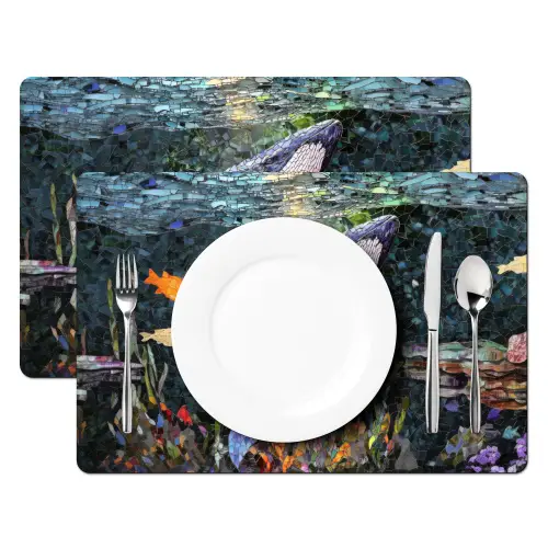 Mozaïek - Walvis - Koraal - Water Placemat vinyl groot -zzsfeer2_Kitchenyeah-website
