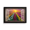 Doorkijk - Bloemen - Tulpen - Kleurrijk - Zonsondergang fotolijst zwart zonder passe partout klein -3d