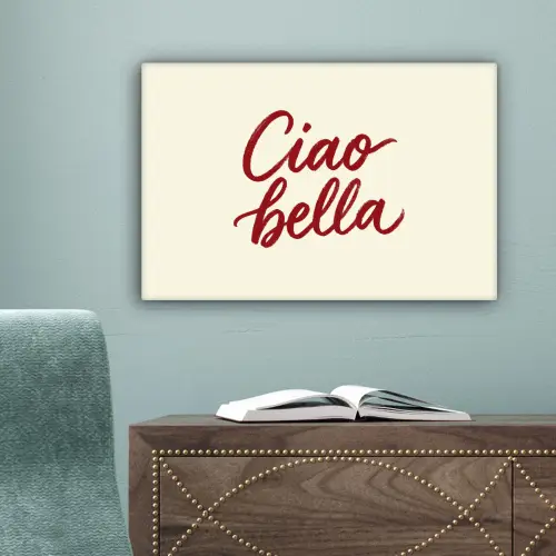 Ciao bella - Rood - Wit - Minimalistisch canvas 2cm klein -sfeer4