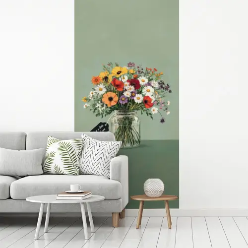 Bloemen - Vaas - Kaartje fotobehang vinyl groot -woonkamer