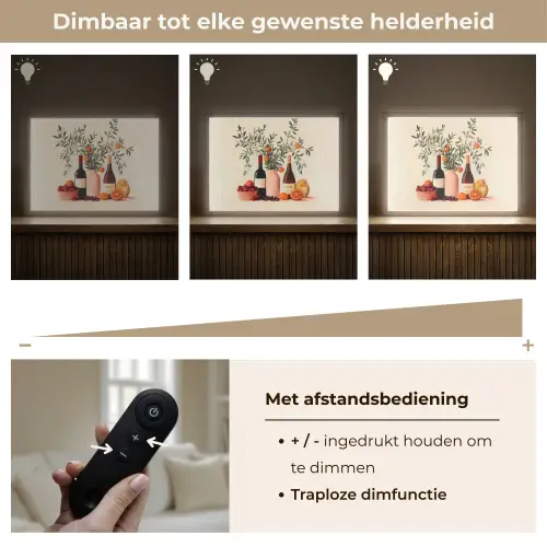Wijnflessen - Takken - Sinaasappels Light Box met batterij (Wandlamp) middel -USP_dimbaarNL