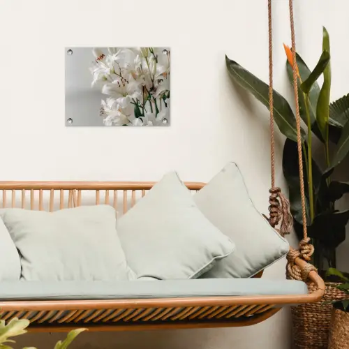 Lelies - Boekte - Wit - Meeldraden tuinposter los doek klein -sfeer7