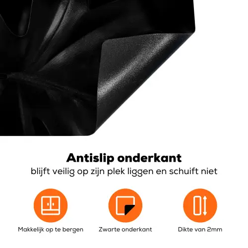 Zwart - Monstera - Bladeren Inductie beschermer vinyl 3mm klein -zzzzzzz-td-onderkant