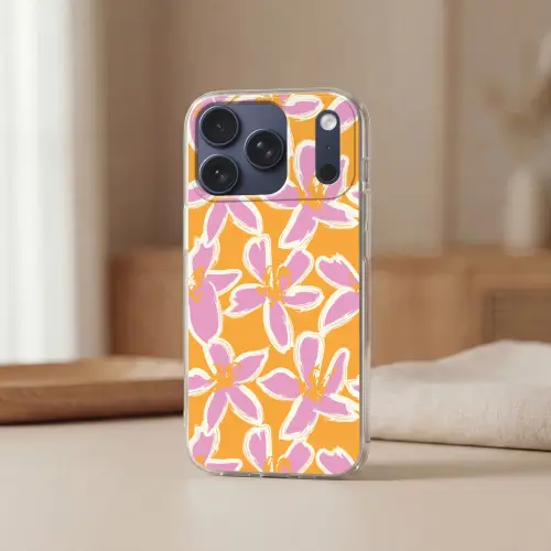 Bloemen - Patroon - Roze  - Oranje Telefoonhoesje iPhone 17 Pro klein -sfeer2