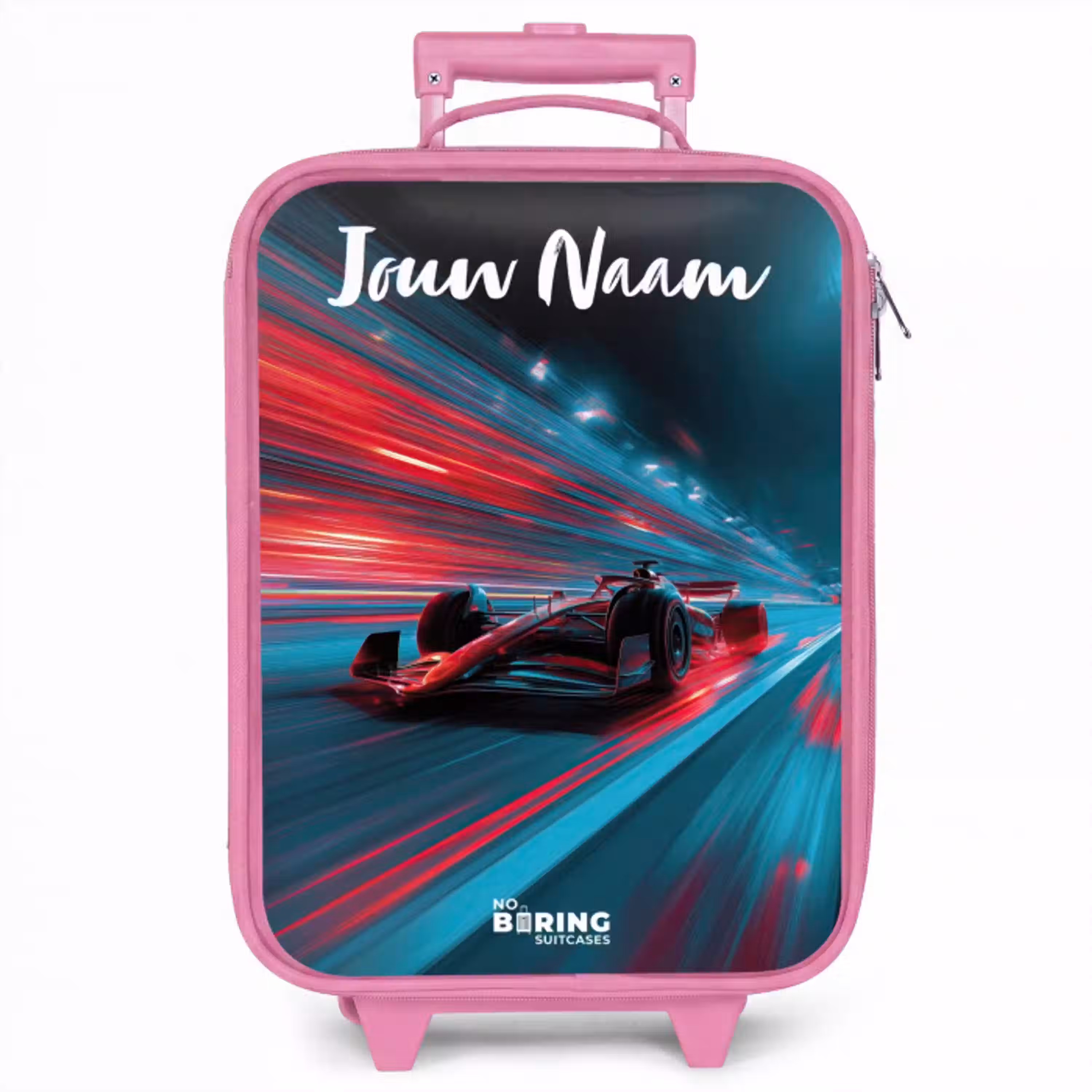 Formule 1 - Raceauto - Rood - Neonverlichting Kinderkoffer - Roze klein -zzz_website3d