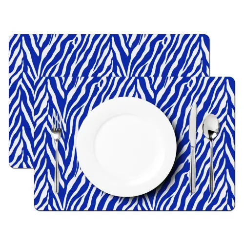 Zebra - Patroon - Kobalt - Blauw Placemat vinyl groot 368 -zzsfeer2_Kitchenyeah-website