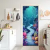 Onderwaterwereld - Grot - Zee - Blauw - Zeewier deurposter klein -sfeer5