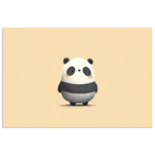 Panda - Beige - Minimalistisch poster papier klein -3d