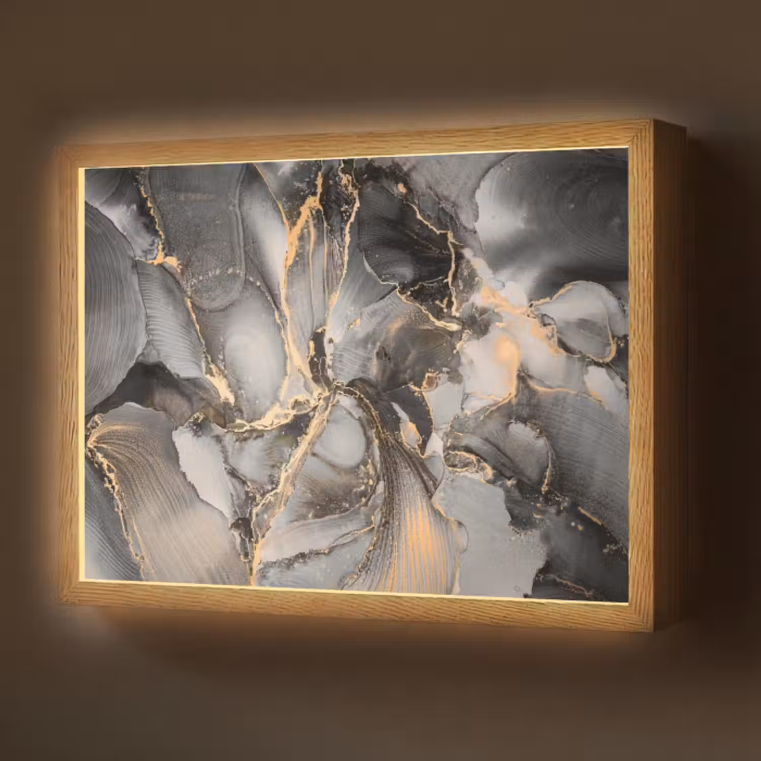 Lightbox - Wandlamp - Grijs - Luxe  - Goud - Marmer