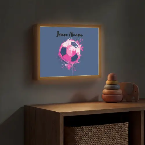 Voetbalvibes -  Verf - Roze - Blauw Light Box met batterij (Wandlamp kind) middel -sfeer5_kind