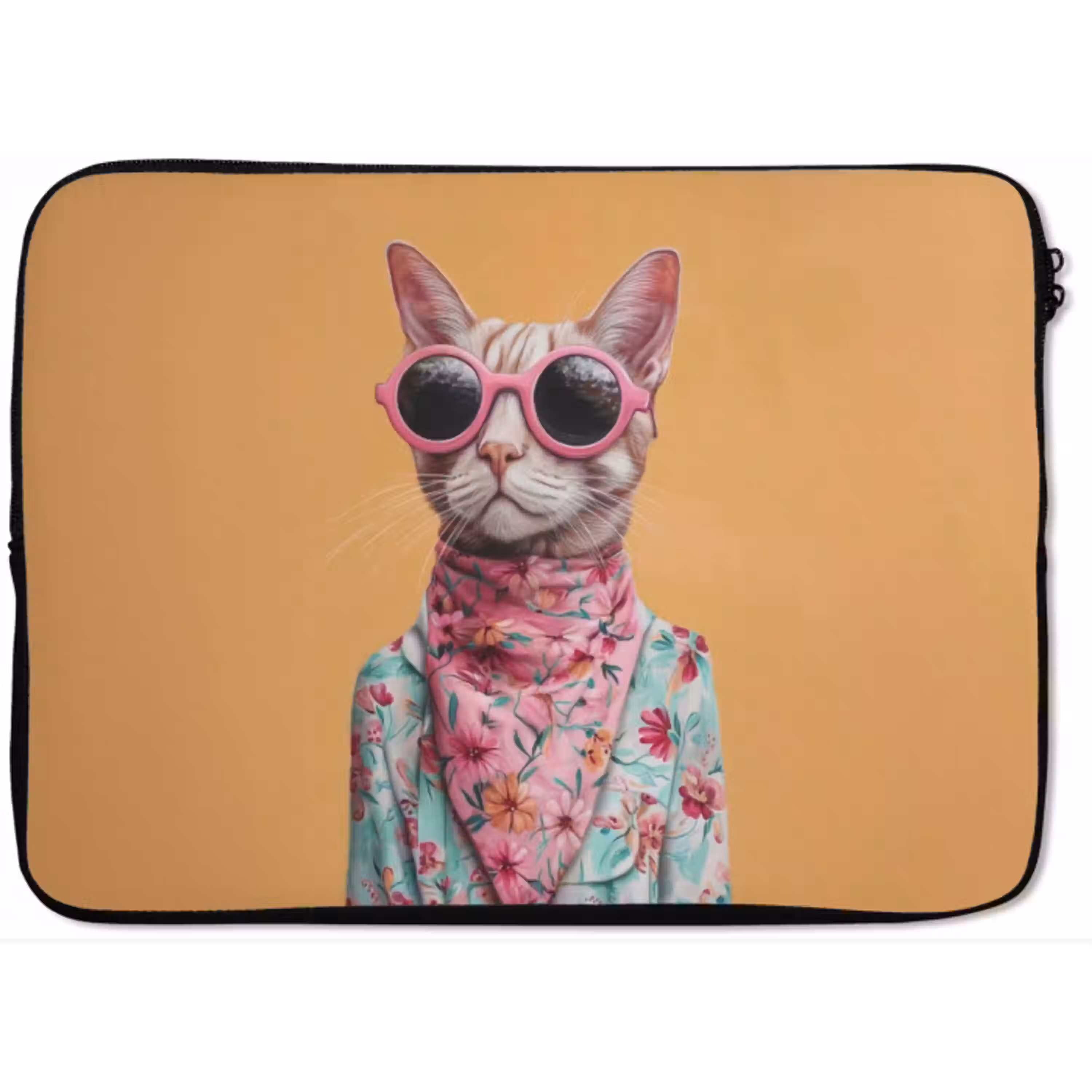 Zonnebril - Kat - Sjaal - Bloemen laptophoes neopreen klein -zkaufland3dotto